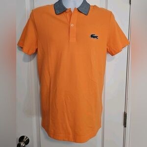 Lacoste Men’s Polo Shirt Orange Regular Fit Size XL | Classic Crocodile Logo